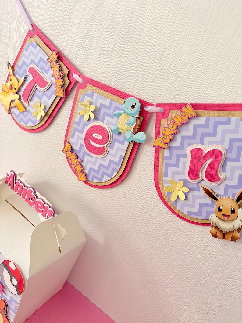 Pokemon cake topper shaker, Pink Pokémon cake topper, pikachu decor, gaming party decoration , kawaii topper, Pink gaming cake decor image 5