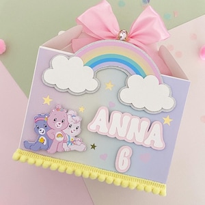 ケアベアパーソナライズパーティーボックス、ベアボックス、レインボーギフトボックス、レインボーギフトボックス、誕生日パーティーボックス、パーティーランチボックス、ケアベア