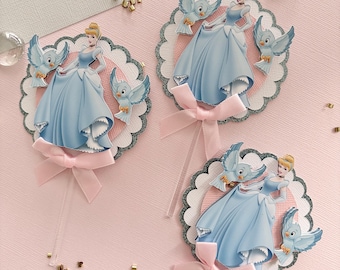 Decorazione per cupcake a tema principessa, decorazione per cupcake a tema principessa rosa, decorazione per cupcake a tema principessa blu, decorazione per cupcake, decorazione per cupcake di compleanno