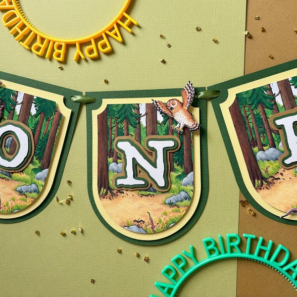 Gruffalo Banner, First birthday garland, Gruffalo One banner, Gruffalo bunting, Gruffalo Birthday Banner, Forest garland
