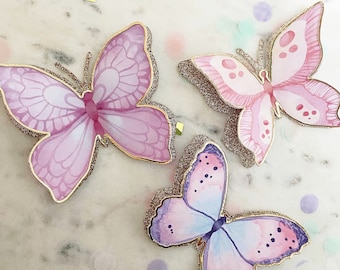 3D Butterflies pack of 12, pastel glitter colours Party table decoration