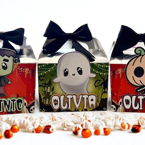 Halloween trick or treat party box, trick or treat favour box, Halloween box, pumpkin party favour box, ghost treat box, skeleton treat box