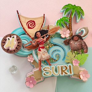 Personalisierte Moana Kuchen Topper, Moana inspirierte Cake Topper, Prinzessin Cake Topper, Moana dekoration Topper Geburtstagsparty.