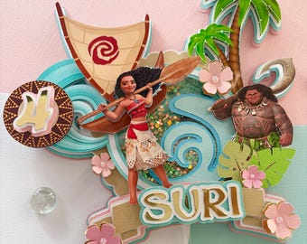 Personalised Moana cake topper shaker, Moana inspired topper, princess cake topper, Moana decoration topper Birthday Party.