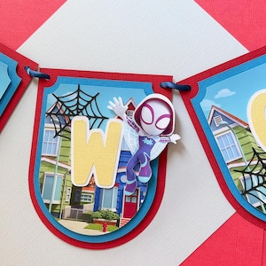 Guirlanda de aniversário do Homem-Aranha, faixa de aniversário do Homem-Aranha, guirlanda de aniversário personalizada do Homem-Aranha e seus amigos, bandeirolas de aranha, guirlanda de aniversário do Homem-Aranha