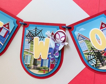 Spider birthday garland, Spidey birthday banner, personalised Spidey and friends birthday garland, spider bunting, Spidey  Birthday garland