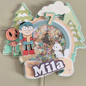 Adorno para tarta de Hilda personalizado, adorno para tarta de Hilda personalizado, adorno de cómic de Hilda, decoración de feliz cumpleaños de Hilda, fiesta de cumpleaños de Hilda.
