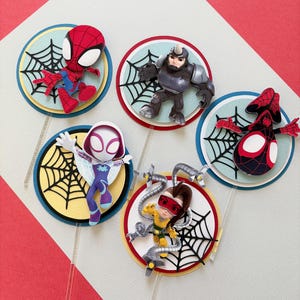 Spider cupcake topper, Spidey cupcake topper, blue spider cupcake topper, spider cake decor, Spidey decorations,