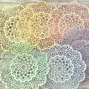 Pastel paper lace doilies pack of 12 party special occasions decoration