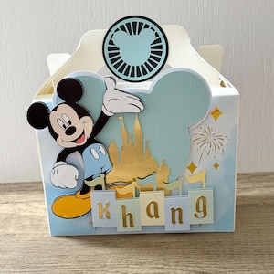 Boîte cadeau personnalisée Minnie Mouse, boîte cadeau Mickey Mouse, sac de fête Minnie bleu, boîte cadeau Mickey Mouse, boîte Mickey Mouse bleue