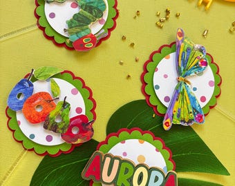 The Very Hungry Caterpillar cupcake toppers, Hungry Caterpillar mini topper set, Butterfly toppers, The very Hungry caterpillar cake decor