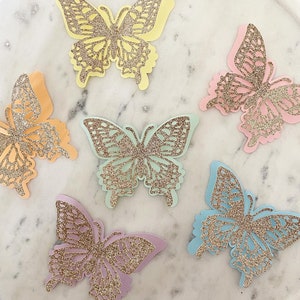 3D Butterflies pack of 12, pastel and glitter colours Party table decoration