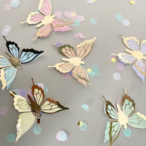 3D Butterflies pack of 12, pastel gold colours Party table decoration, wedding decor