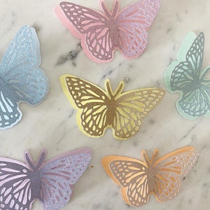 3D Butterflies pack of 12, pastel glitter colours Party table decoration