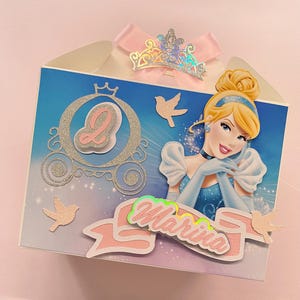 Boîte de fête à personnaliser princesse pour enfants, boîte Prince Disney, boîte de fête Cendrillon, boîte à pignon Cendrillon Disney, sac princesse Disney,