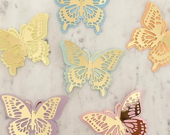 3D Butterflies pack of 12, pastel and gold colours Party table decoration