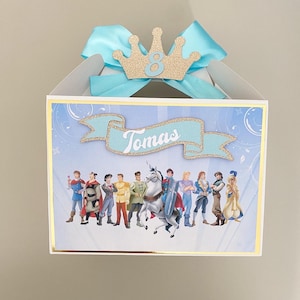 Children’s Prince personalise party box, Disney Prince box, children’s blue box, Birthday party  box, party lunch box, blue favour bag