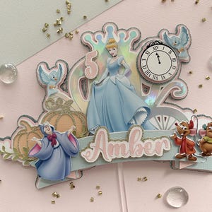Personalised princess pastel cake topper, customised princess Pink topper, blue princess cake topper, pink glitter princess topper
