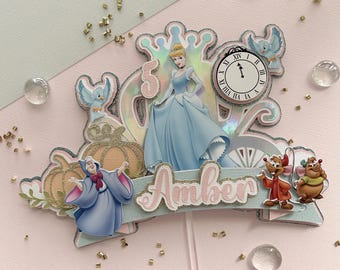 Personalised princess pastel cake topper, customised princess Pink topper, blue princess cake topper, pink glitter princess topper