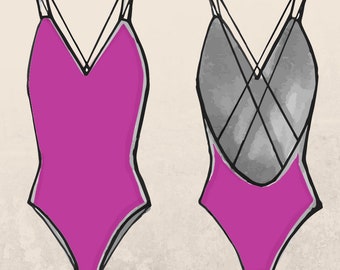 patterned one piece swimsuit