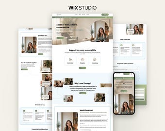 May include: A digital mockup of a website design for Luma Therapy displayed on multiple screen sizes including desktop and mobile. The layout features a green and white color scheme with text headers, service categories, and professional photography.