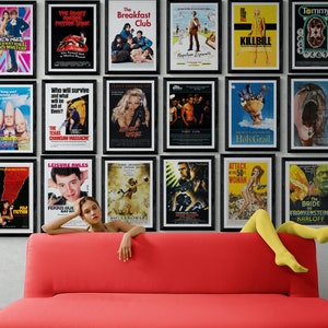 Framed Cult Classic Movie Posters Set - Iconic & some cheezy movie room gallery wall decor