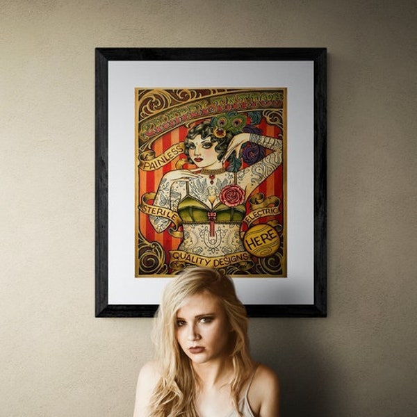 Framed Tattoo Art Etsy