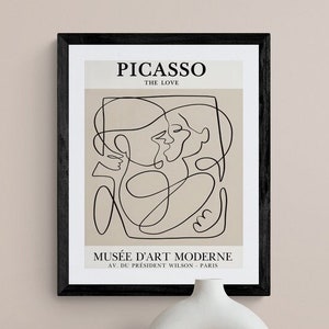 Framed Picasso The Love Minimalist Masterful Skill Line Art Wall Decor Museum Exhibition