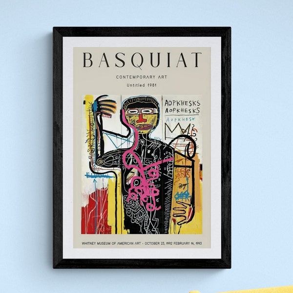 Framed Basquiat Museum Exhibition Fine Art 13X19 Wall Decor.  Ready To Hang.