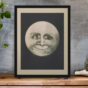 Framed Vintage Wall Art 11X14" Vintage Blue Moon Art Print Illustration Optical Illusion