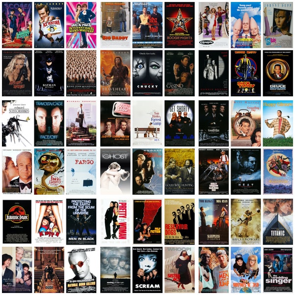 1990s Movie Posters Set, 90's Movies Gallery, Pick any 4, 10, (or all)  13" X 19" Framable Wall Set, 90s Iconic cult movies Set 3a