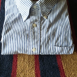Nordstrom Mens University Stripe Blue and White pinpoint OCBD with lockerloop