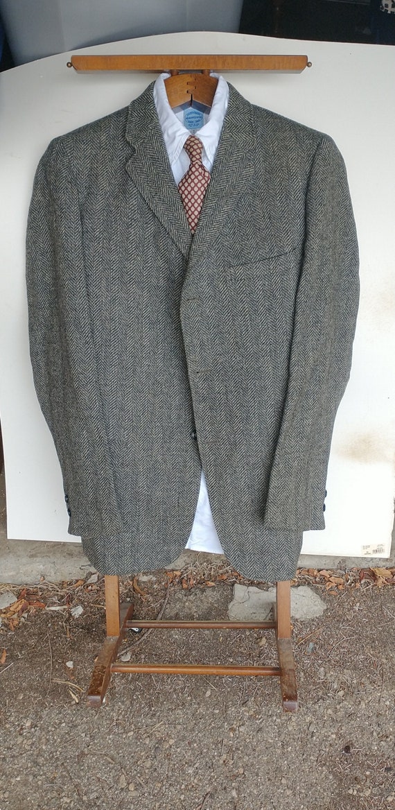 Gray Herringbone Tweed Ivy Style Sport Coat 1960s