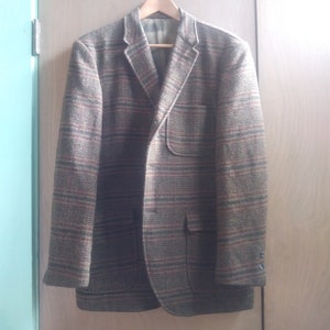 Vtg. Harris Tweed Sport Coat Patch Pockets 41R