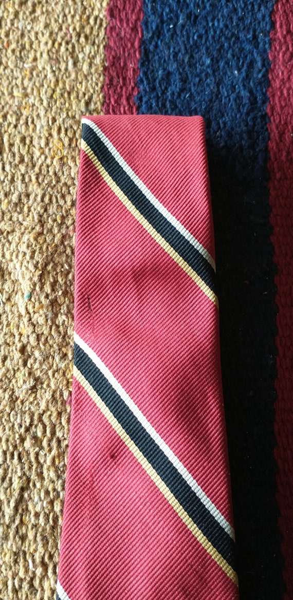 Croydon Narrow Silk Regimental Rep Silk Tie Scarl… - image 3