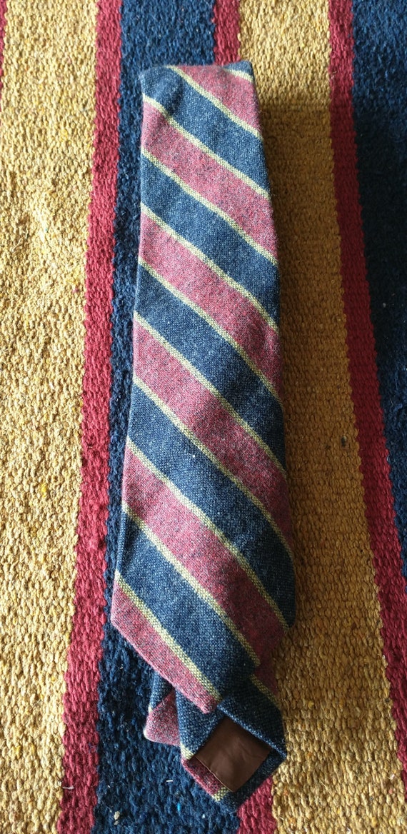 John Henry Saxony Wool Regimental Stripe Tie Red, 