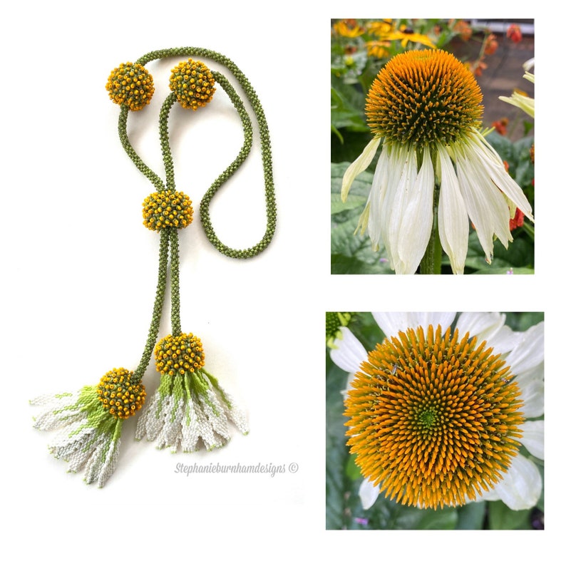 Zoom Virtual beading class Echinacea Mon 23rd & 30th Sept 5pm UK Start Time 5 hr session. image 4