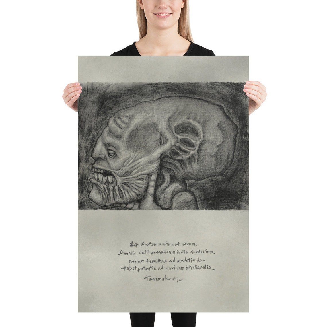 El Monstruo Cartel De Terror Imprimir Arte De La Pared Etsy