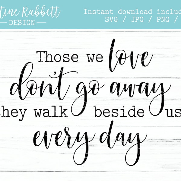 Those we love don't go away. They walk beside us every day. Sympathy sign design, digital svg, In loving memory | Svg, Jpg, Png, Dxf