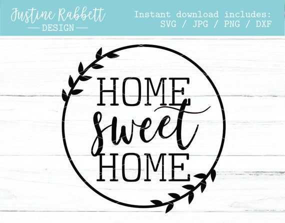 Download Home Sweet Home With Laurel Wreath Farmhouse Rustic Design Etsy PSD Mockup Templates