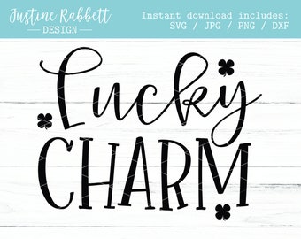 Lucky Charm with Shamrocks, St. Patricks Day Onesie Shirt SVG  |  Digital Download  |  Svg, Jpg, Png and Dxf  |  Cut File St. Paddys