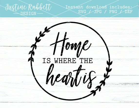 Home Is Where The Heart Is Laurel Wreath Wooden Round Etsy