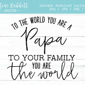 Para o mundo você é um papai, para sua família você é o mundo, presente sentimental de dia dos pais da família dos filhos, design, SVG, Jpg, Png, Dxf