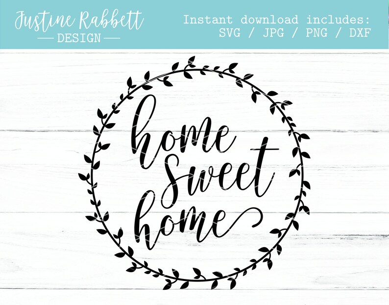 Download Home Sweet Home laurel wreath round wood sign farmhouse | Etsy