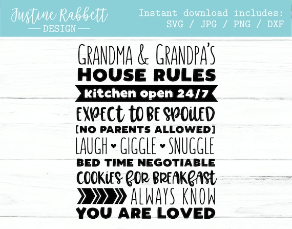 Download Grandma And Grandpas House Rules Funny Gift For Grandparents Etsy