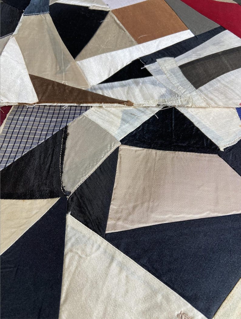 Angular Patchwork Vintage Abstract Quilt Blocks: 1940s/50s Clothing Scraps, Upcycling ...