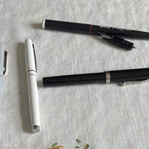 r0tring Art Pen 1.1, vintage Sheaffer USA fountain pen, Platignum fountain pen + unmarked fountain pen