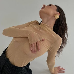 mesh turtleneck, fishnet top, sheer mesh turtleneck, sheer black mesh top, long sleeve, see through blouse, gift for her