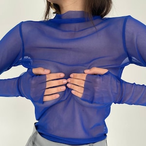Sheer mesh top, sheer shirt, fishnet long sleeve top, soft stretchy mesh, transparent top, see through blouse, gift for her