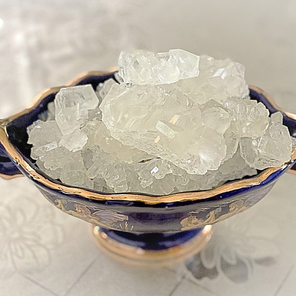 Crystal rock candy, organic sugar rock crystal for tea and warm beverages (plain flavor) - Nabat - Sugar Crystal Candy - 8oz